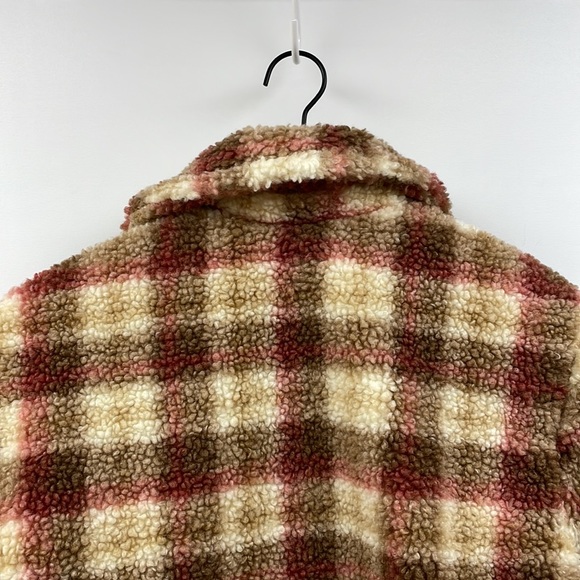 NWOT Anthropologie Avec Les Filles Plaid Teddy Sherpa Crop Shacket Jacket Small - Picture 7 of 10
